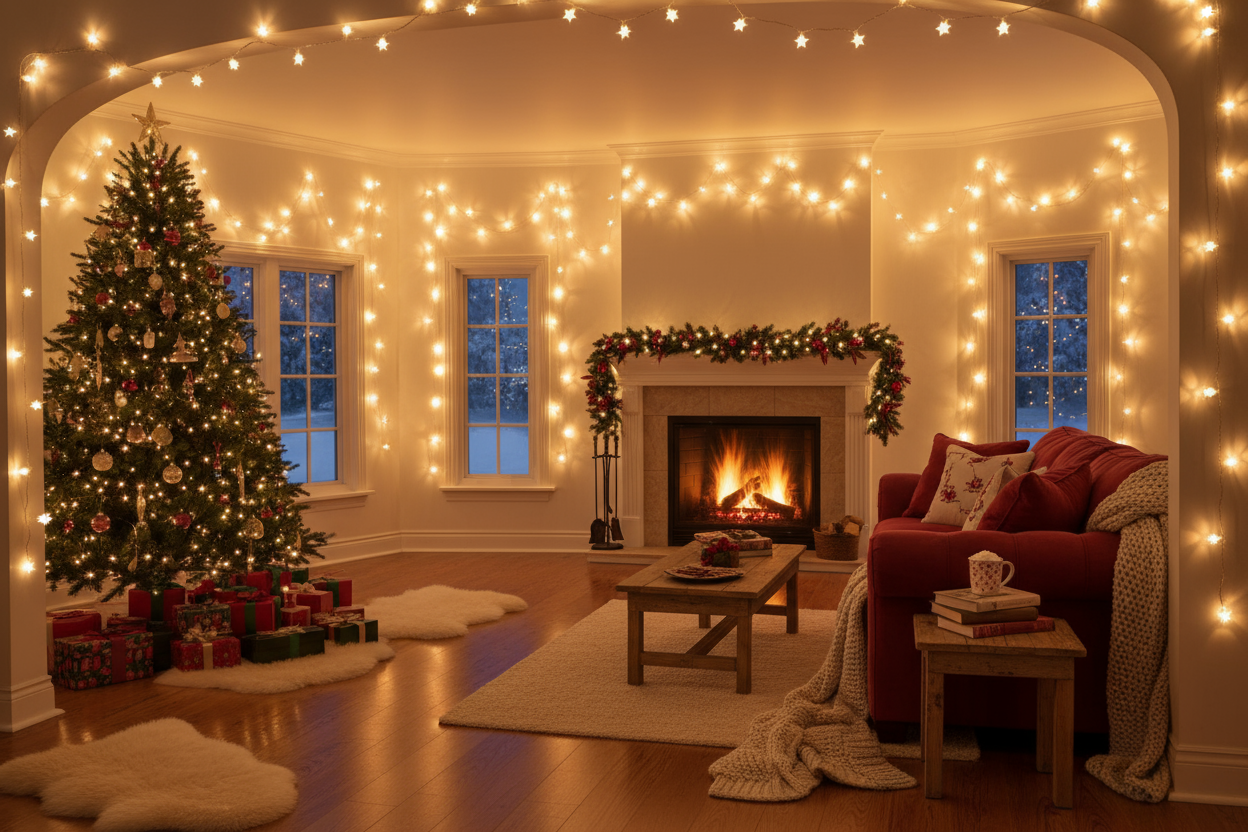 Christmas lights in room